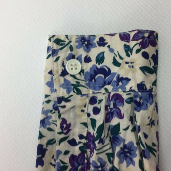 Honors Womens Cream Blue Floral Long Sleeve Button Front Blouse Top Size Large - Picture 10 of 12